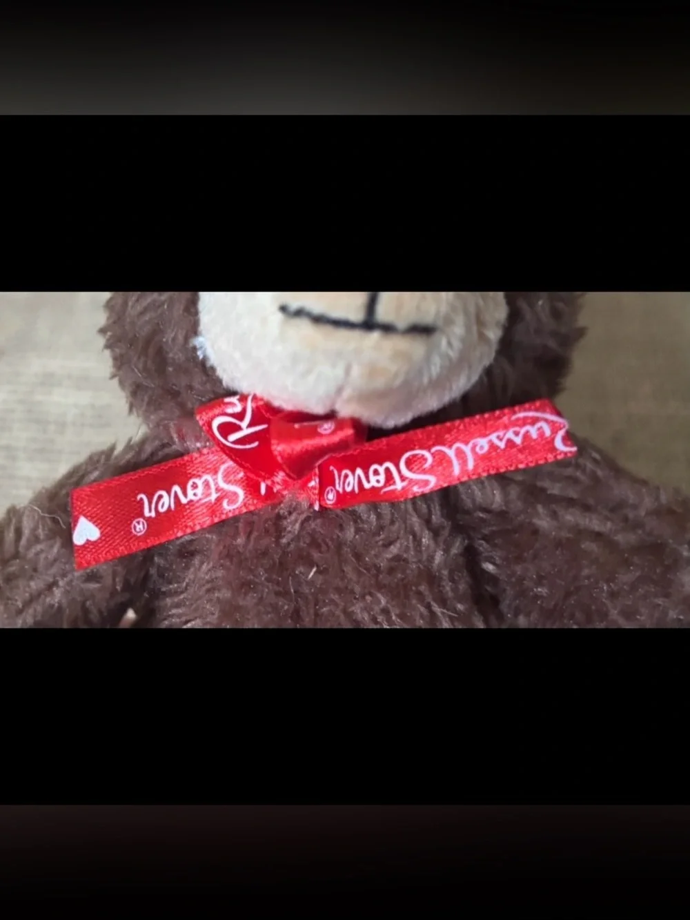 Russell Stover Miniature Teddy Bear Plush Stuffed Animal Toy Brown Red Ribbon